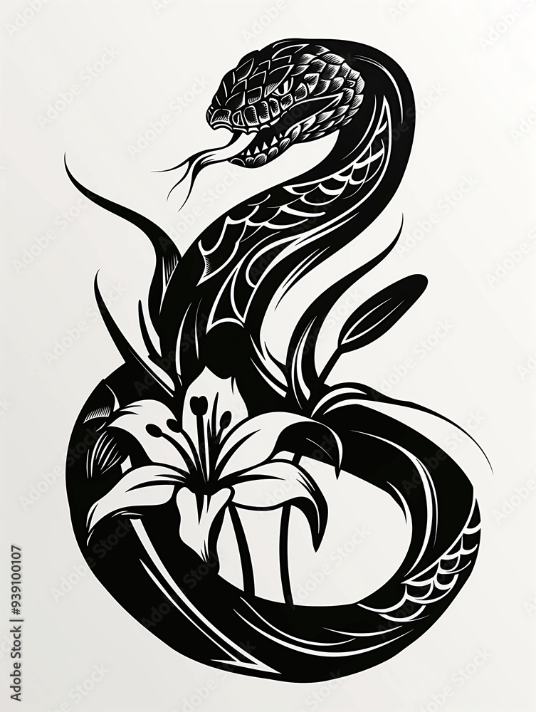 Poster A snake with a flower on it