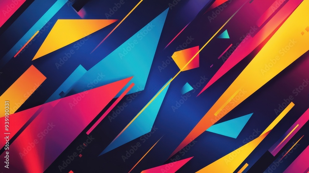 Aufkleber dynamic abstract background with vibrant geometric shapes and vibrant colors, ideal for modern desig