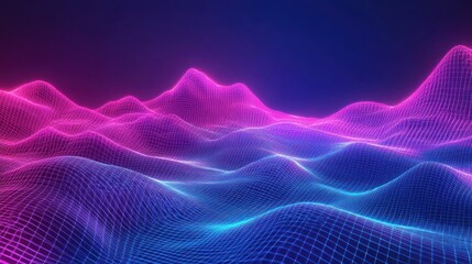 Fototapeta premium Abstract Neon Wireframe Landscape