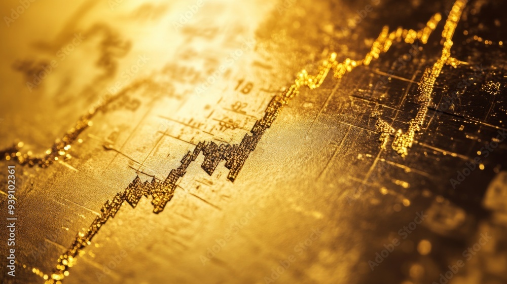 Aufkleber detailed shot of a gold price graph with historical data and price prediction indicators, on a finan