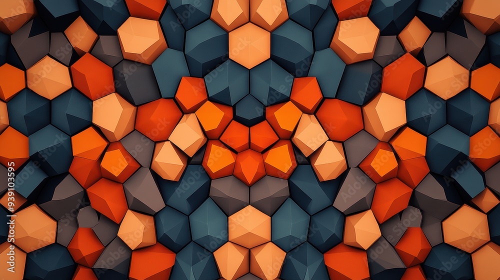 Aufkleber abstract geometric background with orange and blue polygonal shapes, creating a modern and vibrant p