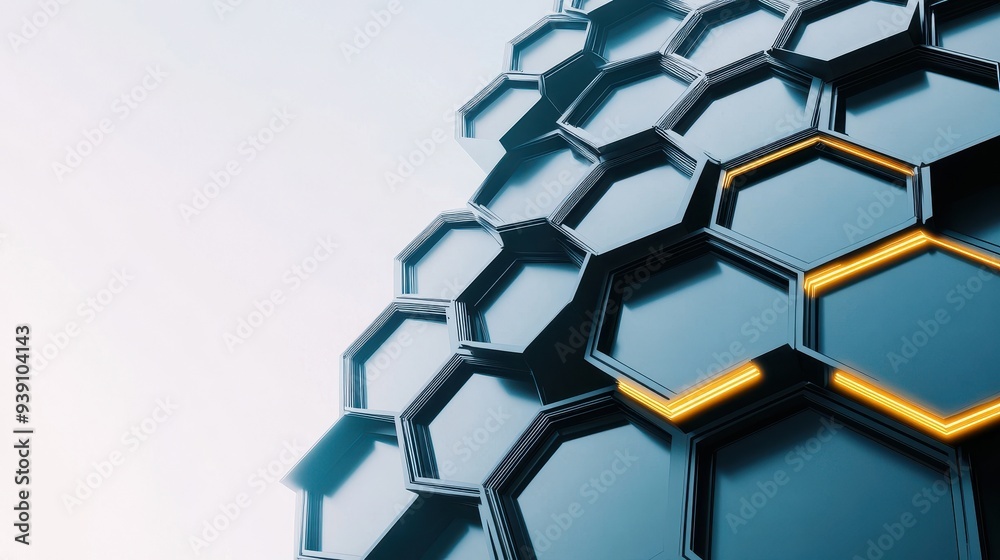 Leinwandbilder abstract honeycomb structure with futuristic design, featuring hexagonal shapes and vibrant lighting