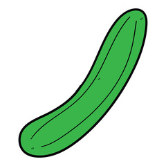 Hand drawn cartoon cucumber on white background.
