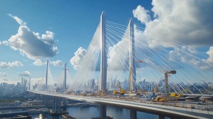 Construction of a Large Cable-Stayed Bridge Over a City
