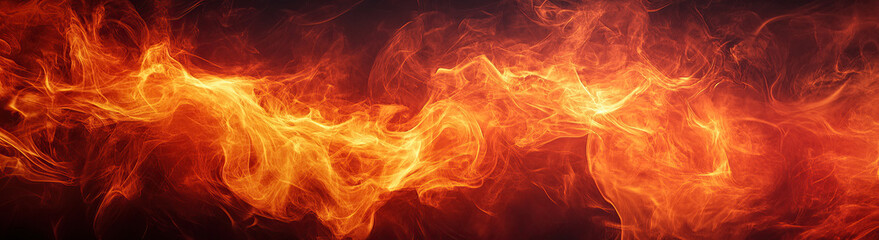 Fiery texture in panoramic view on black background