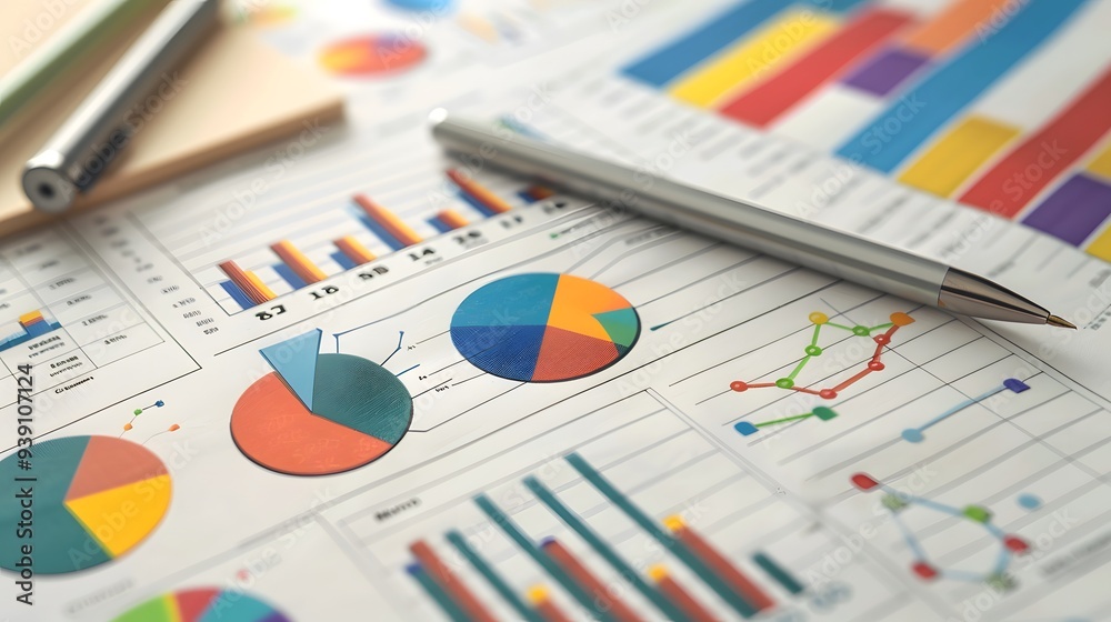 Poster an image that blends compelling narratives with data visualization elements, using charts, graphs, a