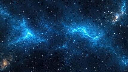 Fototapeta premium Stunning blue galaxy background filled with twinkling stars and glowing nebulae, creating a mesmerizing cosmic scene in deep space