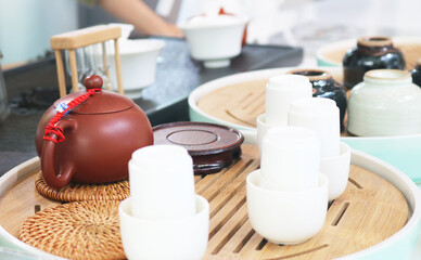 Red clay teapot used for make tea.