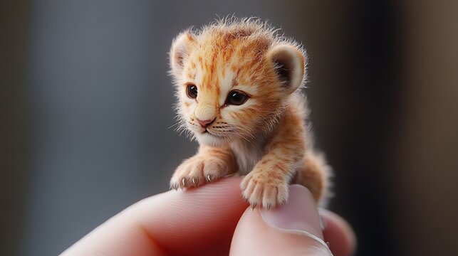 Baby tiger held in hand 