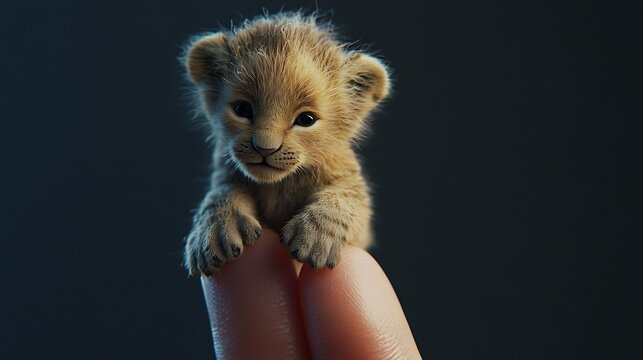 Baby tiger held in hand 