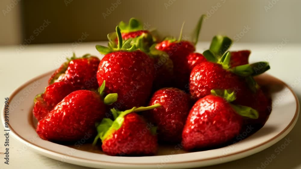 Sticker  Fresh strawberries ripe and ready for a sweet treat