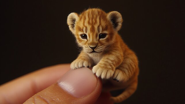 Baby tiger held in hand 