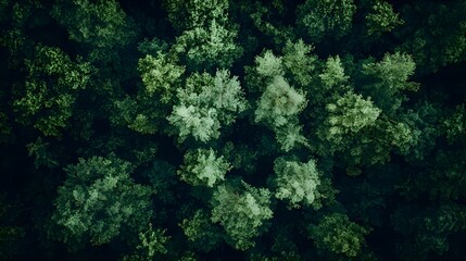 Aerial view of a dense forest canopy. Perfect for eco-friendly or nature-themed messages.
