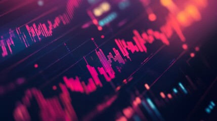 Obraz premium Detailed shot of a stock price graph with moving averages and volume indicators, on a financial website