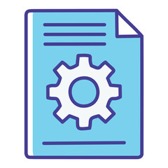 Technical documentation icon. A visual representation of technical instructions, featuring a cogwheel symbolizing mechanics and information.