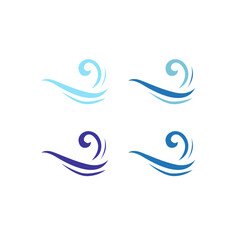 Obraz premium BLUE OCEAN WAVE SIGN SYMBOL LOGO VECTOR ISOLATED ON WHITE