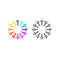 COLORFUL PEOPLE TOGETHER TEAM TEAMWORK UNION VECTOR ISOLATED ON WHITE