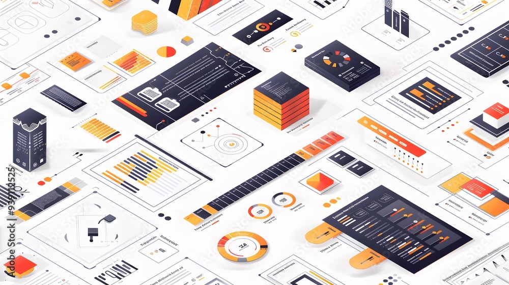 Poster flexible infographic layouts with modular blocks for scalable data representation and adaptable arra
