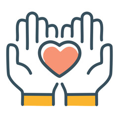 Obraz premium Hands holding heart icon design. Simple and modern icon design featuring two hands cupped together, holding a heart in the center. Perfect for charity, love, and compassion themes.
