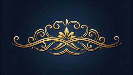 Elegant golden logo with curved swash design elements, set against a dark blue background, conveying luxury, sophistication, and modern corporate identity.