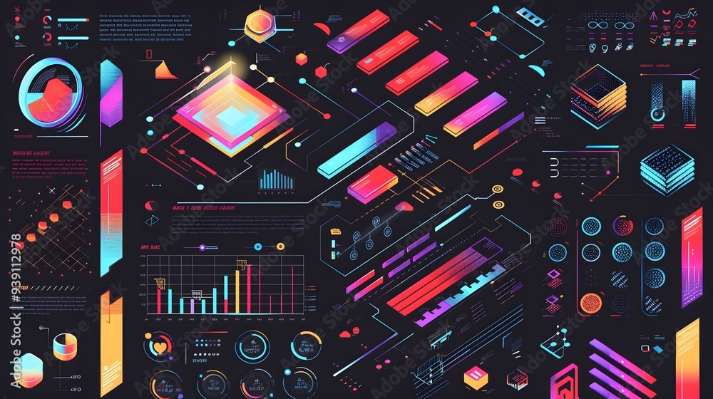 Poster flexible infographic layouts with modular blocks for scalable data representation and adaptable arra