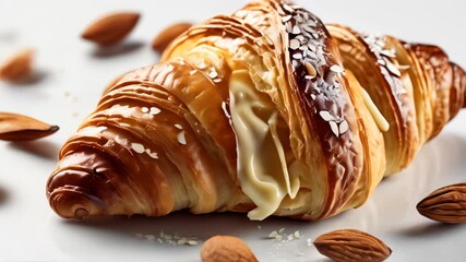  Deliciously flaky croissant with almonds and cream filling