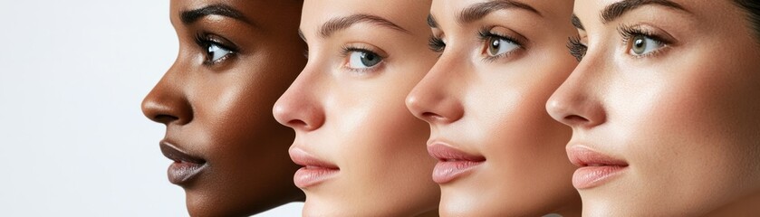 Fototapeta premium Close-up of Four Women's Faces in Profile