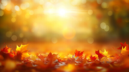 Golden Autumn Leaves in Sunlit Glow