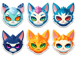 Gohonshojo Mask head kawaii stickers with vibrant color