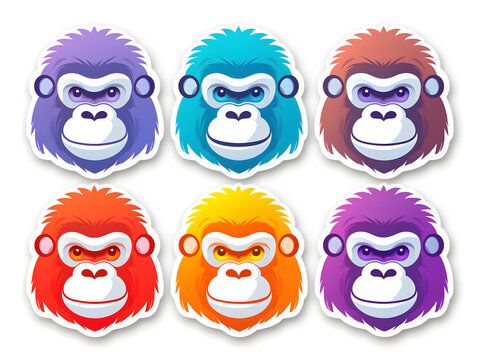 Naklejki gorilla head kawaii stickers with vibrant color