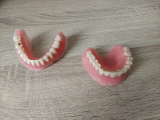 Dental prostheses, dentures on the dentist's table