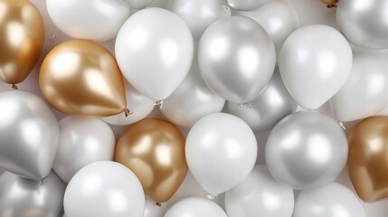 Chrome helium balloons in the birthday room. Neural network ai generated art