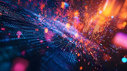 Obraz premium A sleek, abstract background with a focus on innovation and technology, featuring digital patterns and light effects. Suitable for tech startups, business innovation, and AI projects.