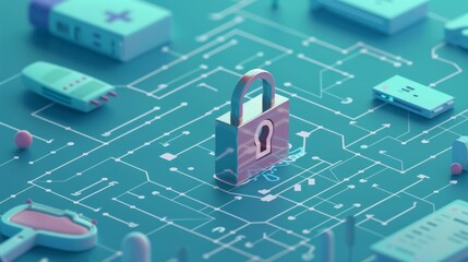 Padlock Icon Representing Healthcare Data Security in Hospital Environment, AI Generative