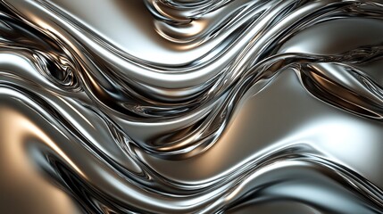Shiny, intertwined waves of silver and brown. Premium wallpapers, posters and banners with a modern look. Generative ai