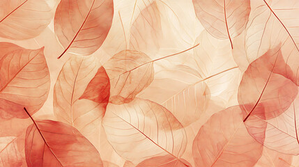 minimalist fall texture background with subtle overlapping outlines of autumn leaves in soft earth tones