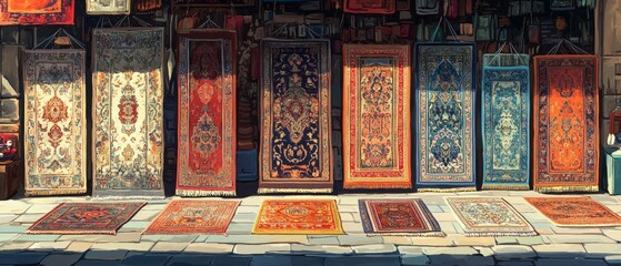 Prayer Rug Market Display Islam Religion Spiritual Symbol