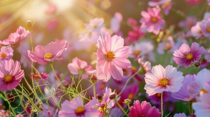 Obraz premium Many beautiful flowers background illustration.