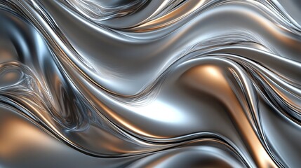 Shiny, intertwined waves of silver and brown. Premium wallpapers, posters and banners with a modern look. Generative ai