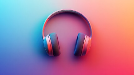 Abstract Headphone Design: Clean, Geometric Shapes and Minimalistic Lines with a Smooth Gradient Transitioning Between Colors.