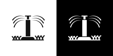 Automatic irrigation sprinklers icon Flat vector set outline