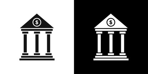 Bank icon Flat vector set outline
