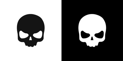 Evil skull icon Flat vector set outline