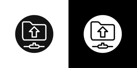 FTP navigate up icon Flat vector set outline