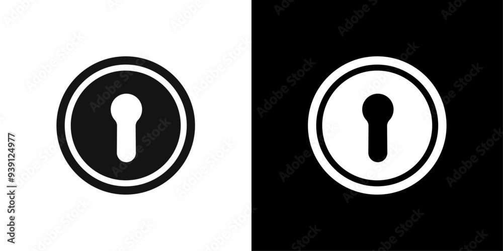 Wall mural key hole icon Flat vector set outline