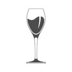 Vector sign of glass of wine isolated on white background