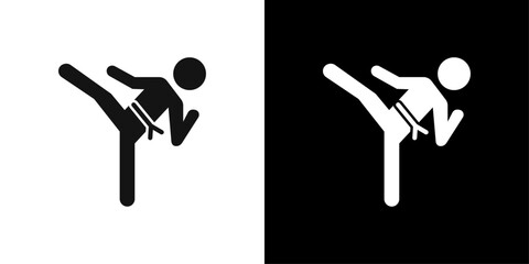karate icon Flat vector set outline © Krupal