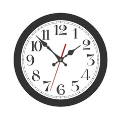 Vector black classic round  wall clock isolated on white background