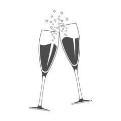 Two clinking glasses icon illustration.