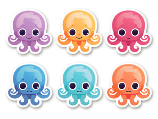 Octopus head kawaii stickers with vibrant color